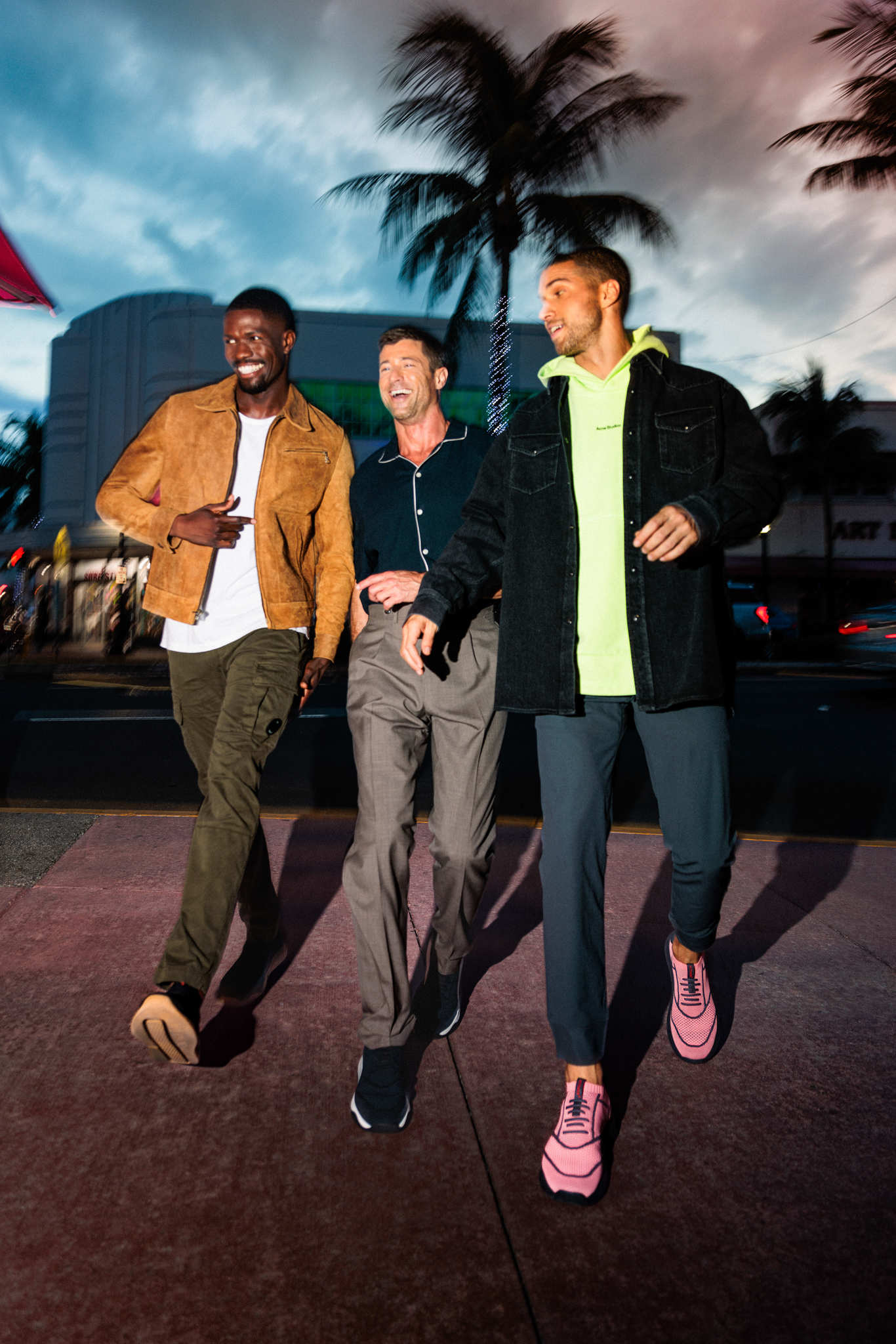 3 men wearing IF/THEN the Callisto best men's shoes for walking on the street